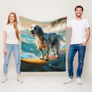 Englisch Setter Strand Surfen Malerei Fleecedecke