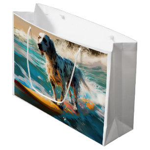 Englisch Setter Strand Surfen Malerei Große Geschenktüte