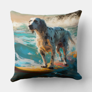 Englisch Setter Strand Surfen Malerei Kissen