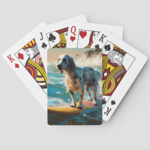 Englisch Setter Strand Surfen Malerei Spielkarten