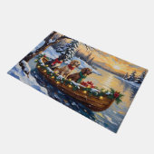 Englisch Setter Weihnachtsboot Urlaub Fußmatte (Schrägansicht)