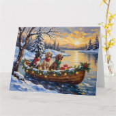 Englisch Setter Weihnachtsboot Urlaub Karte (Gelbe Blume)