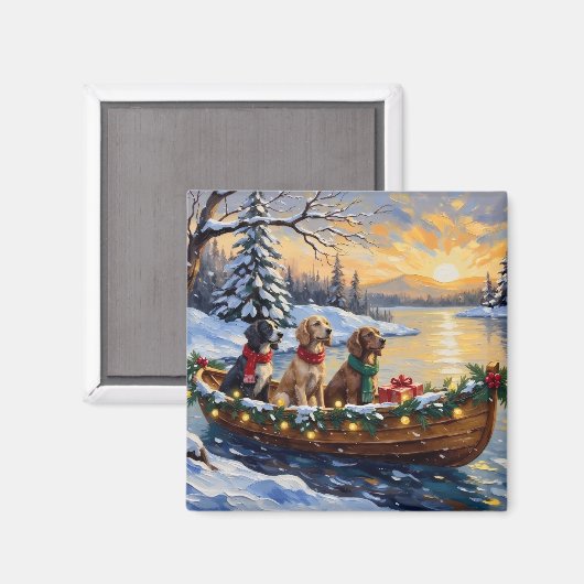 Englisch Setter Weihnachtsboot Urlaub Magnet (Vorderseite/Rückseite)
