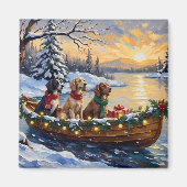 Englisch Setter Weihnachtsboot Urlaub Magnet (Vorne)