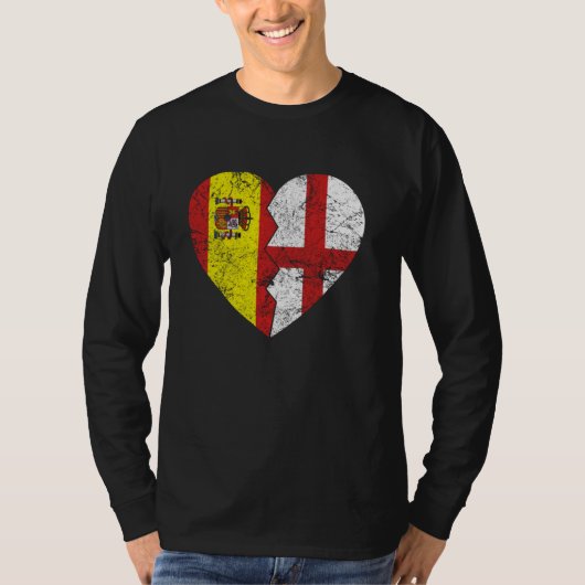 Englisch Spanische Flaggen Herz Spanien England Ro T-Shirt (Vorderseite)