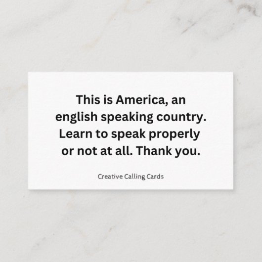 Englisch sprechen telefonnummerkarte (Rückseite)