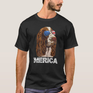 Englisch Springer Spanisch American USA Flag 4. T-Shirt