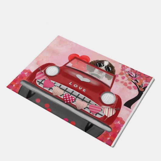Englisch Springer Spanisch Car Hört Valentins Fußmatte (Schrägansicht)