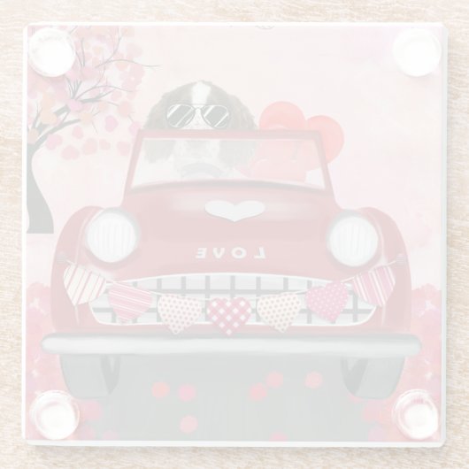 Englisch Springer Spanisch Car Hört Valentins Glasuntersetzer (Rückseite)