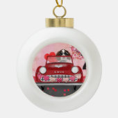 Englisch Springer Spanisch Car Hört Valentins Keramik Kugel-Ornament (Vorderseite)