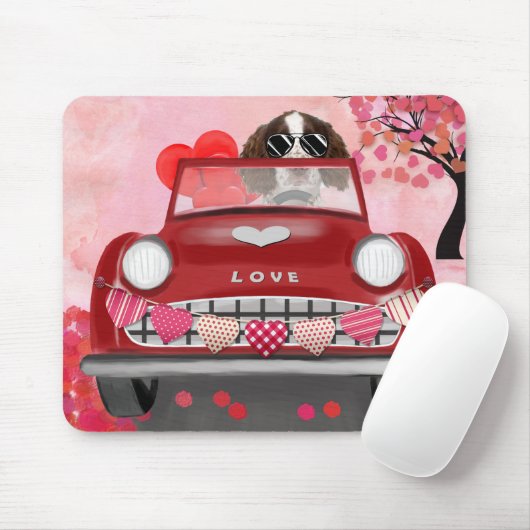 Englisch Springer Spanisch Car Hört Valentins Mousepad (Mit Mouse)