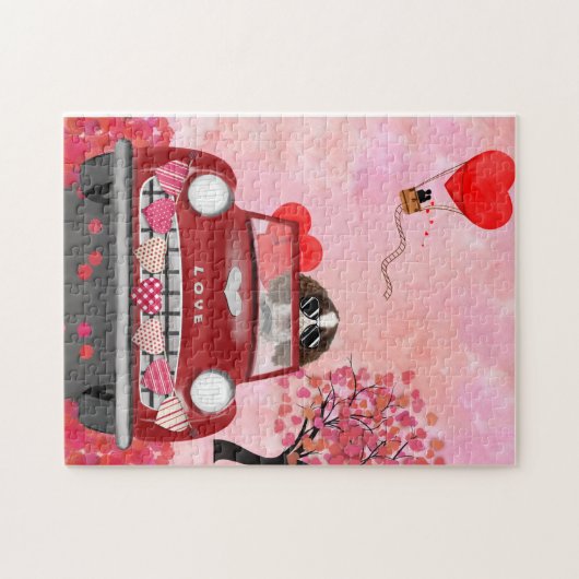 Englisch Springer Spanisch Car Hört Valentins Puzzle (Horizontal)