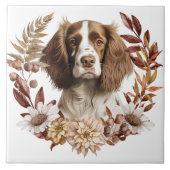 Englisch Springer Spanisch Dog Herbstkranz Fliese (Vorderseite)