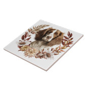 Englisch Springer Spanisch Dog Herbstkranz Fliese (Seite)
