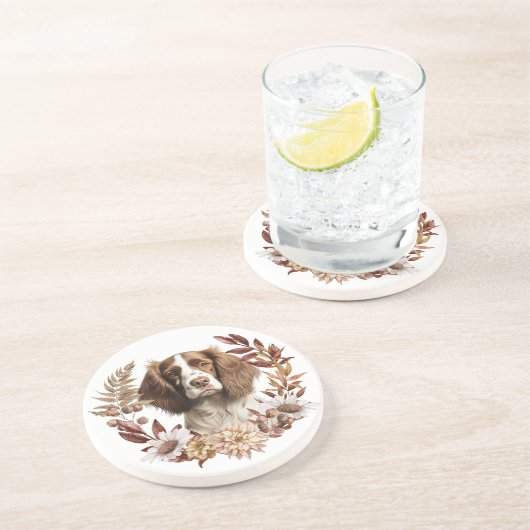 Englisch Springer Spanisch Dog Herbstkranz Getränkeuntersetzer (Seite)