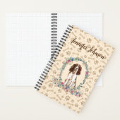 Englisch Springer Spanisch Dog Paw Print & Floral Notizblock (Innen)