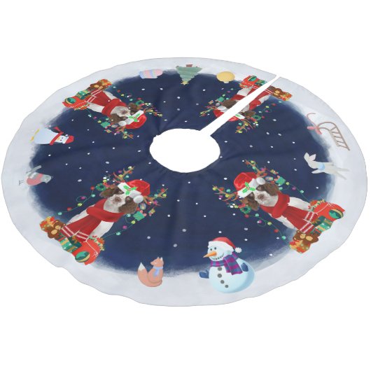 Englisch Springer Spanisch Dog Schnee Polyester Weihnachtsbaumdecke (Schrägansicht)