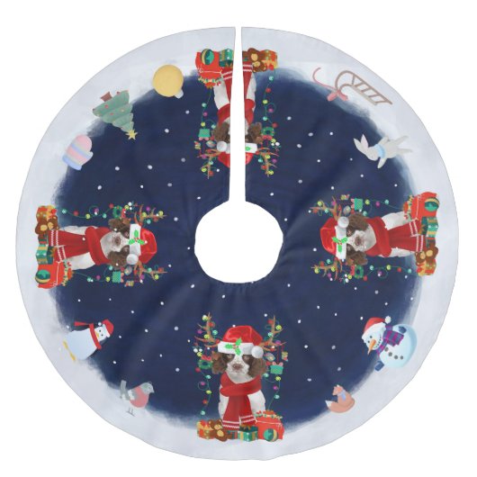 Englisch Springer Spanisch Dog Schnee Polyester Weihnachtsbaumdecke (Vorderseite)