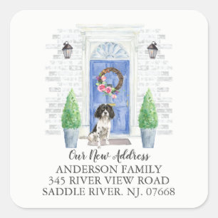 Englisch Springer Spanisch Door New Address Label Quadratischer Aufkleber