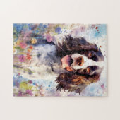 Englisch Springer Spanisch farbenfrohe Aquarellfar Puzzle (Horizontal)