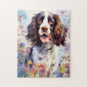 Englisch Springer Spanisch farbenfrohe Aquarellfar Puzzle (Vertikal)