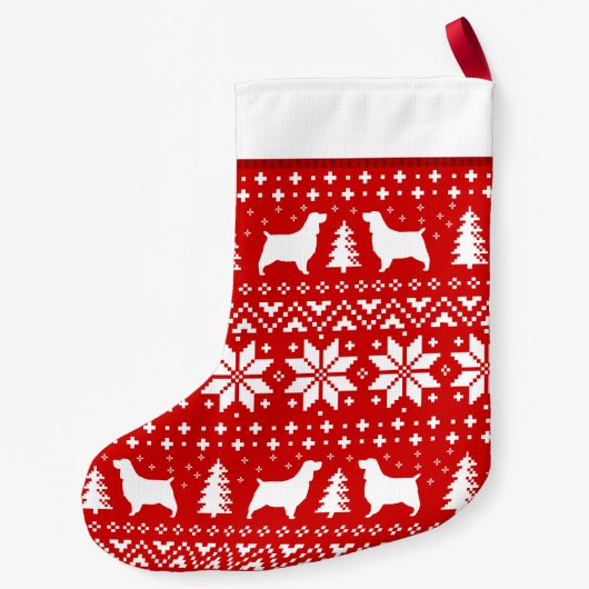Englisch Springer Spanisch Hund Silhouetten Muster Kleiner Weihnachtsstrumpf (Rückseite)