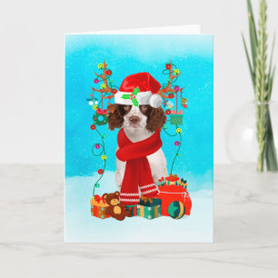 Englisch Springer Spanisch in Schnee Weihnachtsges Karte