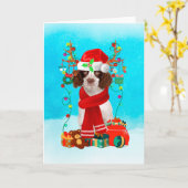 Englisch Springer Spanisch in Schnee Weihnachtsges Karte (Gelbe Blume)