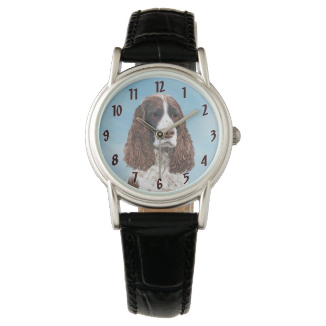 Englisch Springer Spanisch Malerei Original Dog Ar Armbanduhr (Vorderseite)