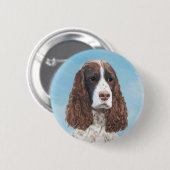 Englisch Springer Spanisch Malerei Original Dog Ar Button (Vorne & Hinten)