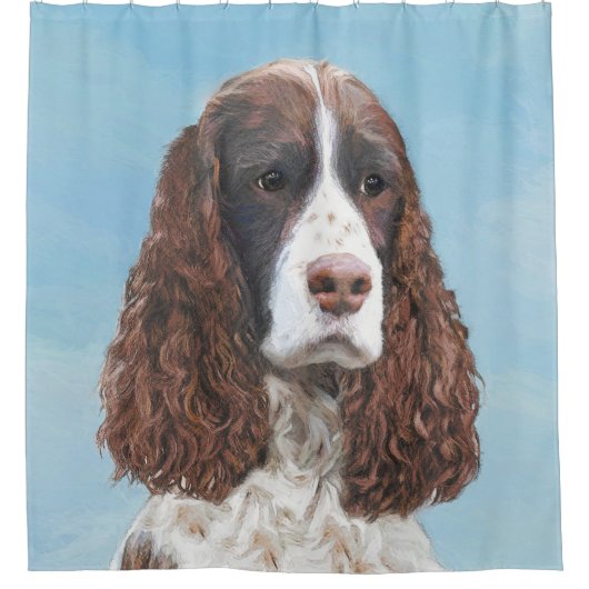 Englisch Springer Spanisch Malerei Original Dog Ar Duschvorhang (Vorderseite)