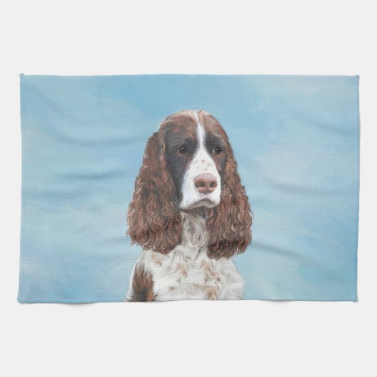 Englisch Springer Spanisch Malerei Original Dog Ar Geschirrtuch (Horizontal)