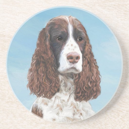 Englisch Springer Spanisch Malerei Original Dog Ar Getränkeuntersetzer (Vorne)