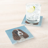 Englisch Springer Spanisch Malerei Original Dog Ar Glasuntersetzer (Schrägansicht)