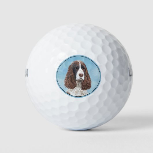 Englisch Springer Spanisch Malerei Original Dog Ar Golfball (Vorderseite)