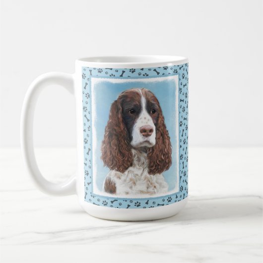 Englisch Springer Spanisch Malerei Original Dog Ar Kaffeetasse (Links)