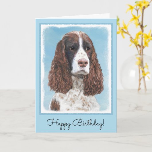 Englisch Springer Spanisch Malerei Original Dog Ar Karte (Gelbe Blume)