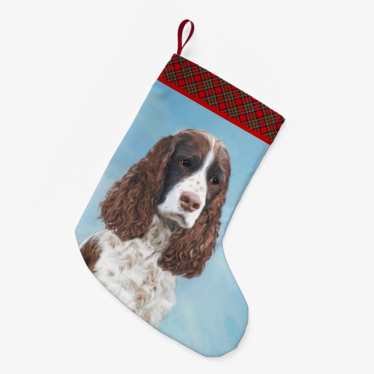 Englisch Springer Spanisch Malerei Original Dog Ar Kleiner Weihnachtsstrumpf (Vorderansicht (hängend))