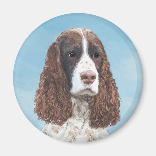 Englisch Springer Spanisch Malerei Original Dog Ar Magnet (Vorne)