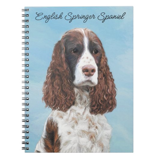Englisch Springer Spanisch Malerei Original Dog Ar Notizblock (Vorderseite)