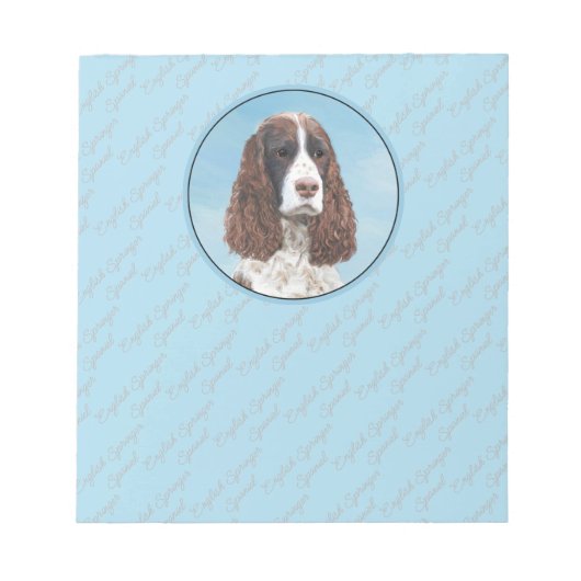 Englisch Springer Spanisch Malerei Original Dog Ar Notizblock (Vorderseite)