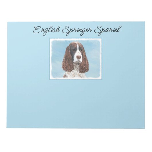 Englisch Springer Spanisch Malerei Original Dog Ar Notizblock (Vorderseite)