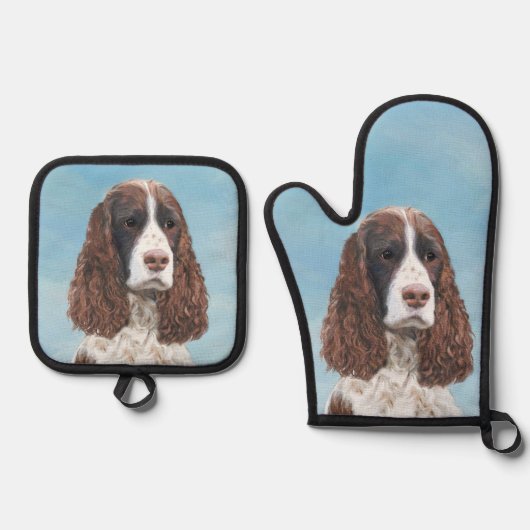 Englisch Springer Spanisch Malerei Original Dog Ar Ofenhandschuh & Topflappen-Set (Vorderseite)