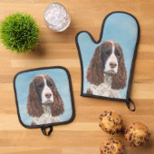 Englisch Springer Spanisch Malerei Original Dog Ar Ofenhandschuh & Topflappen-Set (Oben Unten)