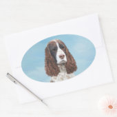 Englisch Springer Spanisch Malerei Original Dog Ar Ovaler Aufkleber (Umschlag)
