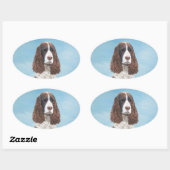 Englisch Springer Spanisch Malerei Original Dog Ar Ovaler Aufkleber (Blatt)