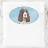 Englisch Springer Spanisch Malerei Original Dog Ar Ovaler Aufkleber (Tasche)