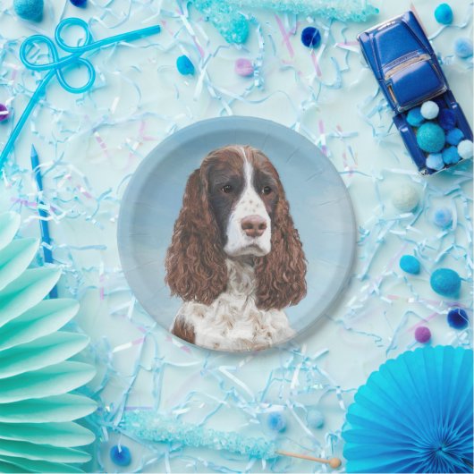 Englisch Springer Spanisch Malerei Original Dog Ar Pappteller (Party)