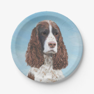 Englisch Springer Spanisch Malerei Original Dog Ar Pappteller