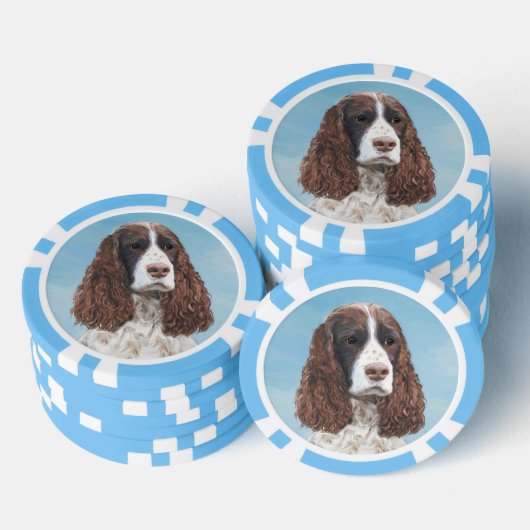 Englisch Springer Spanisch Malerei Original Dog Ar Pokerchips (Stapel)
